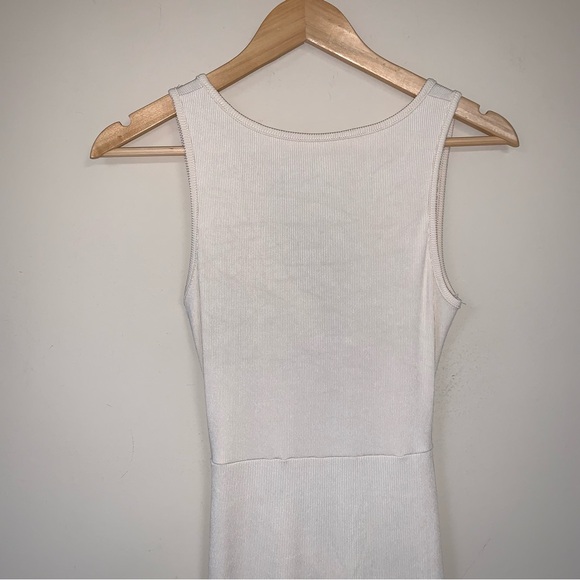 Sexy Bodycon Dress Women’s Medium Off White Cream Maxi Side Slit Buttons Summer - Picture 10 of 15